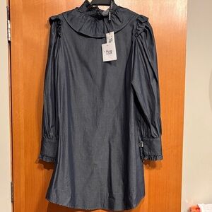 Emporio Armani Mock Neck Chambray Dress